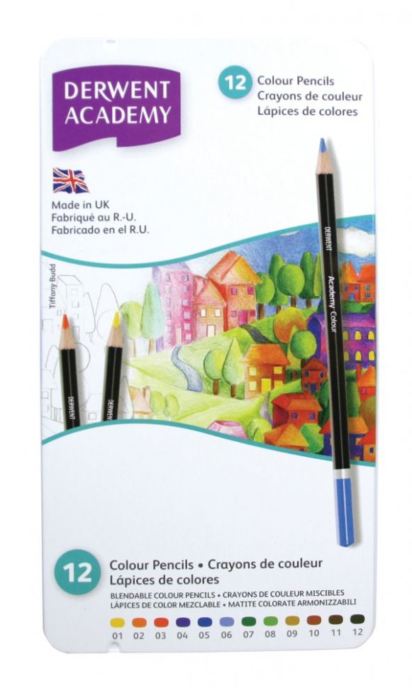 Набор цветных карандашей ACADEMY Colouring, 12 шт. в металлической коробке АКЦИЯ!!!---/DERWENT фото 1 &mdash; PalitraMastera