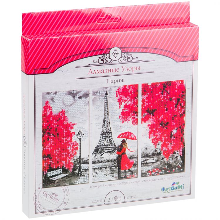 Аппликация из алмазной мозаики 3 картинки*10*20 Origami &quot;Алмазные узоры. Триптих. Париж&quot; — PalitraMastera