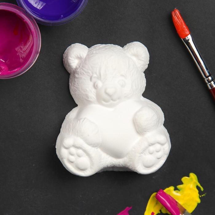 Фигурка под раскраску "Мишка с сердцем" 7х6см 3784060 /гипс/ 8 марта фото 1 &mdash; PalitraMastera