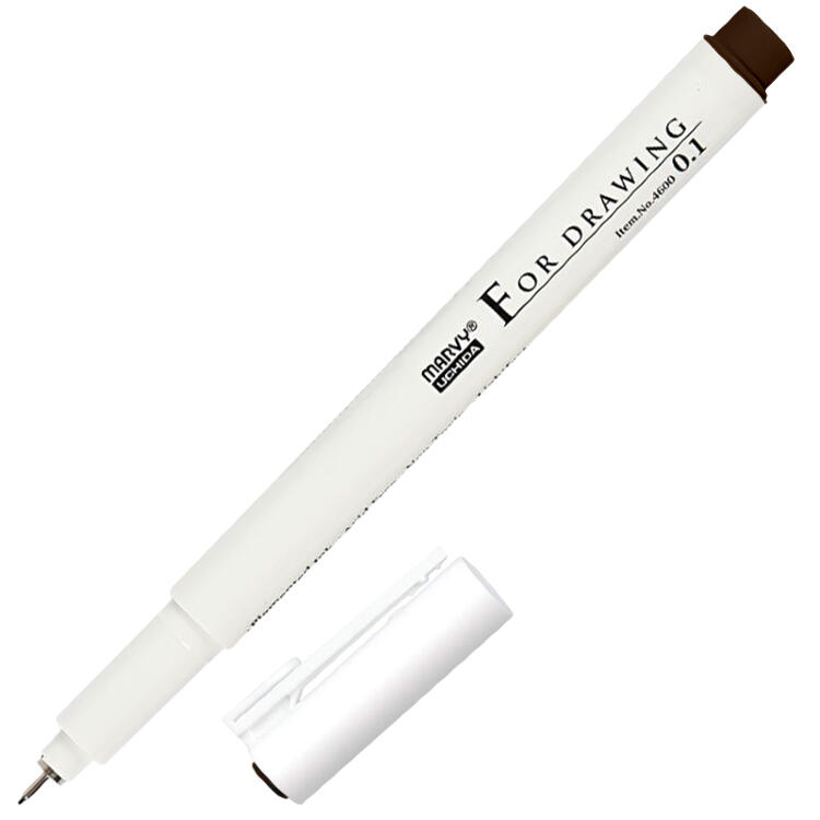 Линер, ручка для черчения и рисования 0.1мм DARK BROWN MAR4600/DB/0.1 /Marvy — PalitraMastera