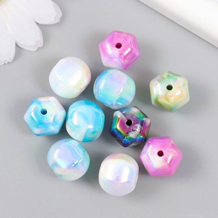 Бусина пластик для творчества «Разноцветные грани. Голография», 1.4х1.4х1.4 см, МИКС &mdash; PalitraMastera