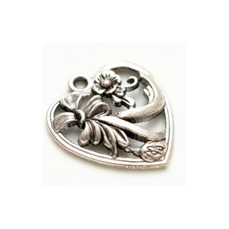 из набора металлических подвесок СЕРДЦЕ С ЦВЕТАМИ 19*22мм, 1шт фото 1 — PalitraMastera