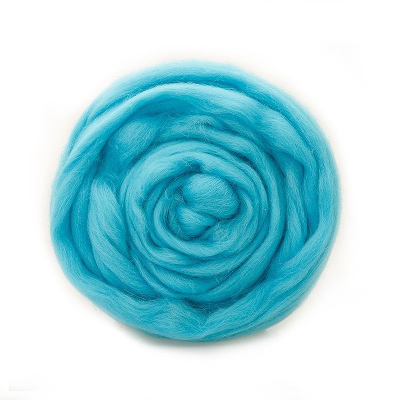 Полутонкая шерсть100% голубая бирюза №0473, 100гр для валяния фото 1 &mdash; PalitraMastera