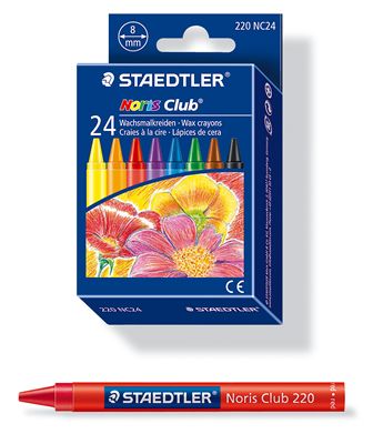 Мелки восковые STAEDTLER "Noris Club 220" 24 цв., круглые, в бумажной манжетке фото 1 — PalitraMastera