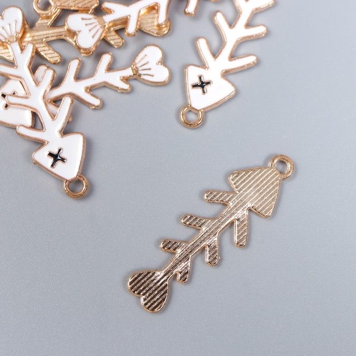 Декор для творчества металл, эмаль &quot;Скелет рыбки&quot; белый 3,5х1 см  7356035 — PalitraMastera