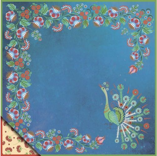 Бумага для скрапбукинга "Русское ассорти" петриковская роспись "павлин" фото 1 &mdash; PalitraMastera