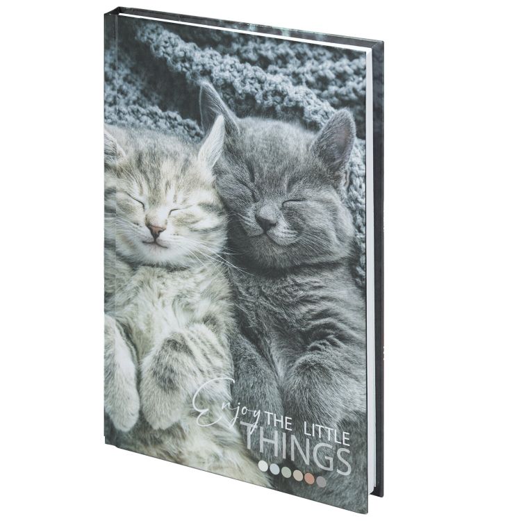 Блокнот А5, 134х206мм, 80л, твёрдый, клетка, STAFF, Котики, 114413 &mdash; PalitraMastera