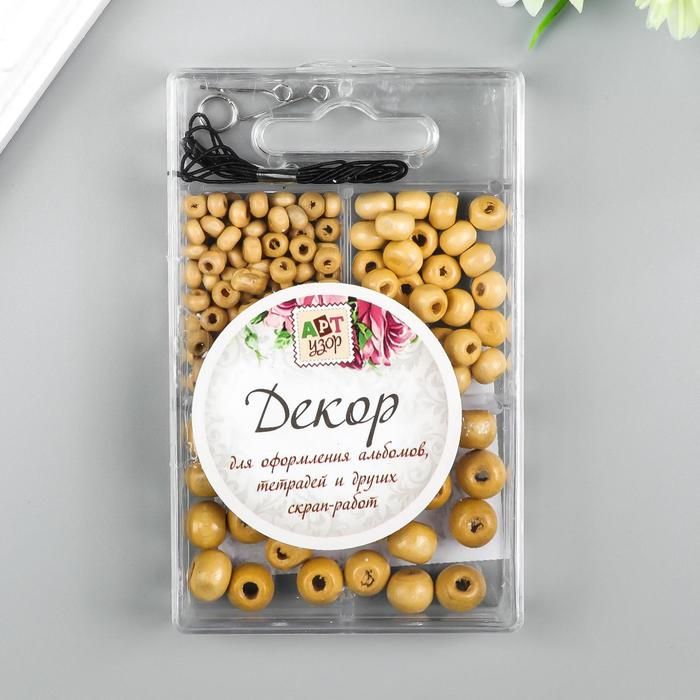 Набор бусин дерево + резинка 1-2 м "Фигурные"МИКС 1,4х0,7; 1х0,6; 0,7х0,5 см 1,2х9,5х6 см  4645718 фото 1 &mdash; PalitraMastera