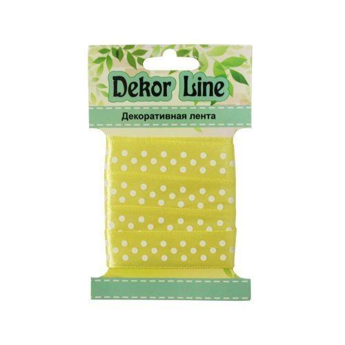 Лента атласная "Горошек", 15мм*3м (желтый) фото 1 — PalitraMastera