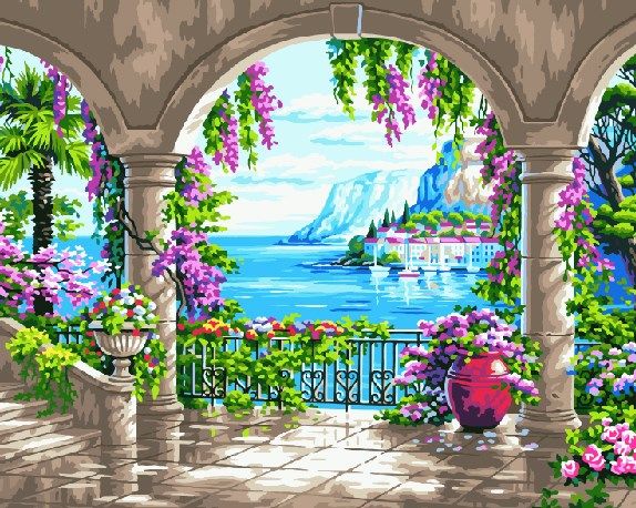 Картина по номерам GX 8723 Веранда с арками 40*50 фото 1 &mdash; PalitraMastera
