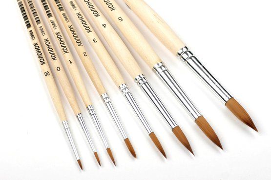 Кисть колонок ( имитация) круглая, короткая ручка  №0 фото 1 — PalitraMastera