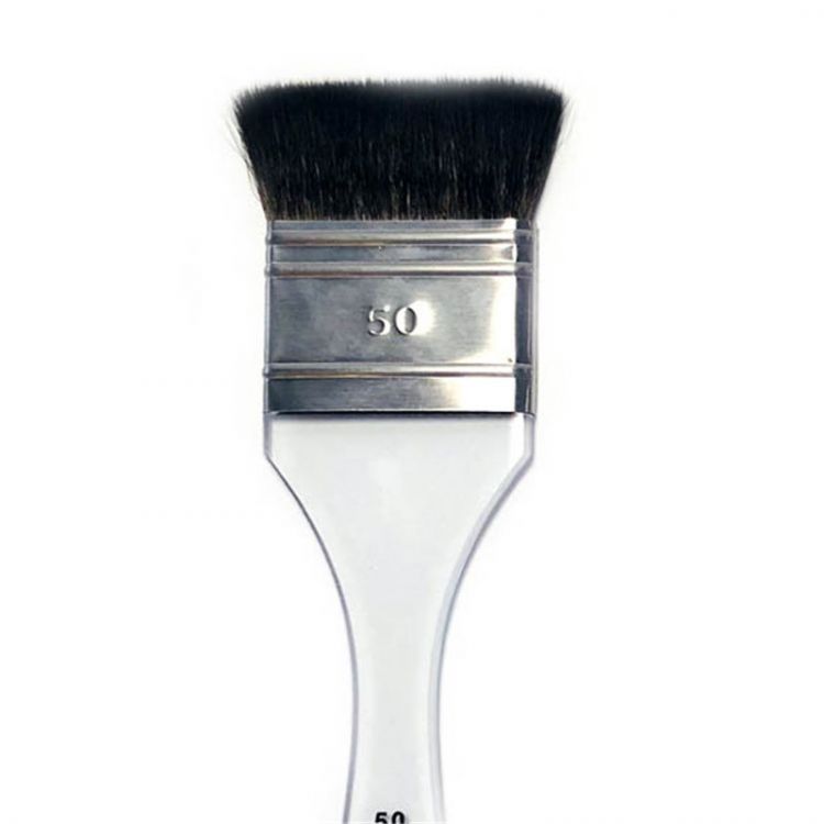 Флейц плоский имитация белки ручка круглая деревянная черная матовая №50 — PalitraMastera