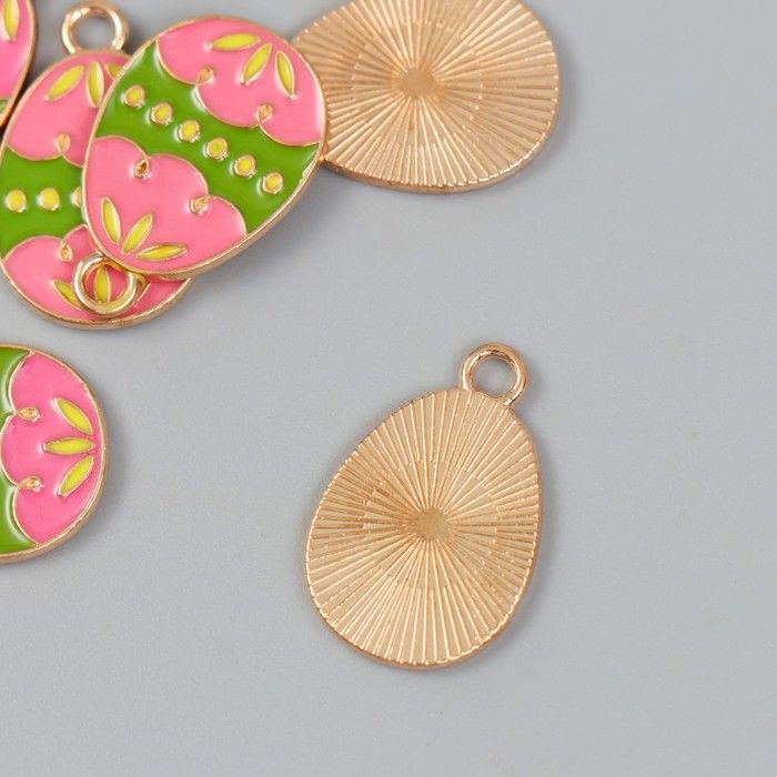 Декор для творчества металл, эмаль &quot;Розово-зелёное яйцо&quot; 1,4х2,2 см  9892673 — PalitraMastera