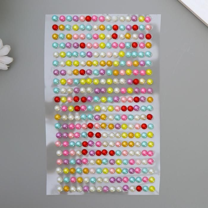 Наклейка пластик стразы диаметр 0,5 см "Перламутр" МИКС 24х10 см 1410009 &mdash; PalitraMastera