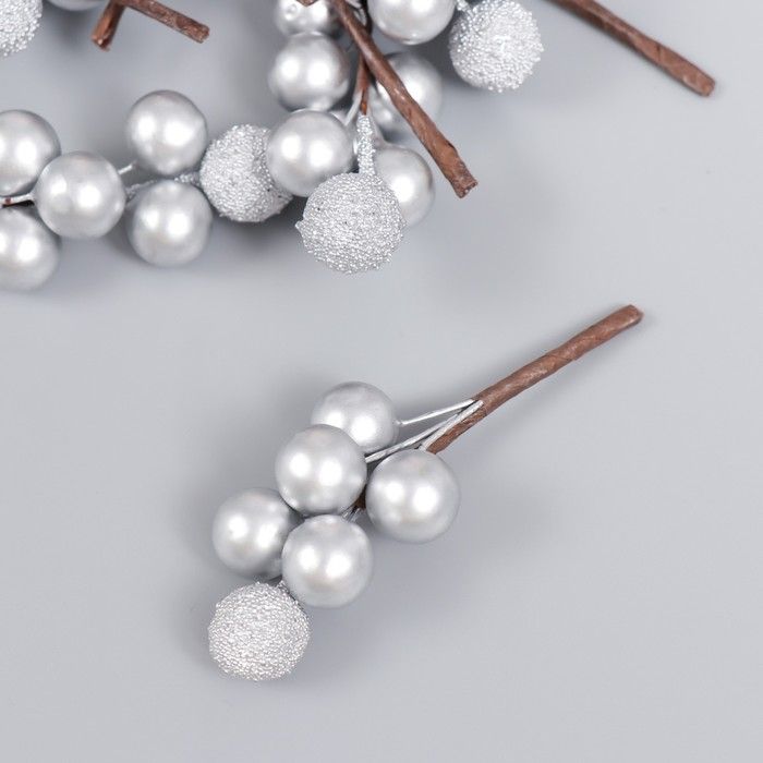 Декор &quot;Веточка с шариками&quot; серебро 4,5 см  7856880 — PalitraMastera