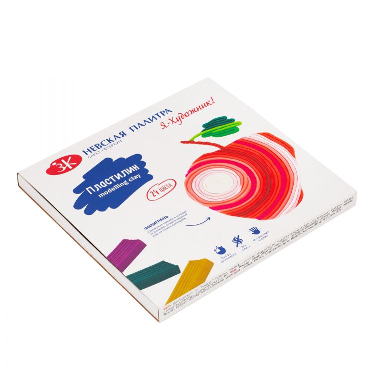 Я - Художник! Набор пластилина детского классического со стеком, 480 г, 24 цвета — PalitraMastera