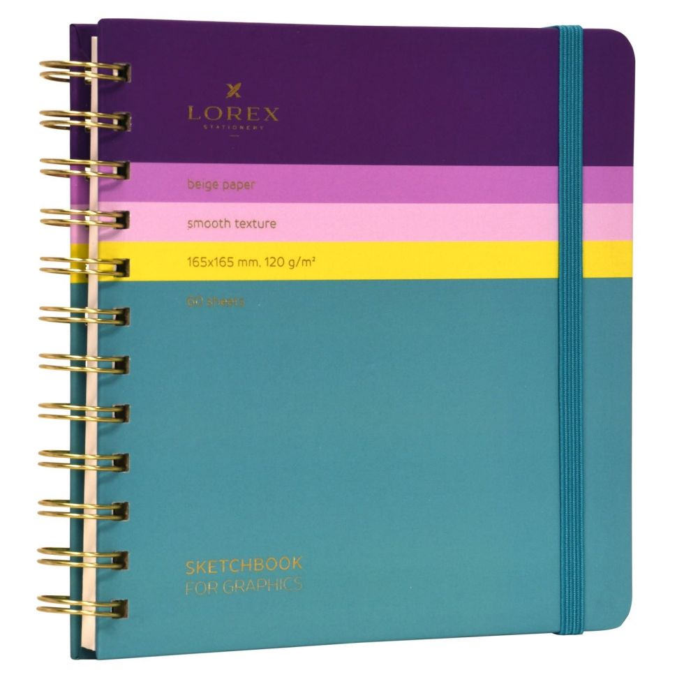 Скетчбук LOREX CURLY GRADIENT TOUCH 165х165 мм бежевая бумага 60 л. тв. обл. soft touch и фольга фото 1 — PalitraMastera