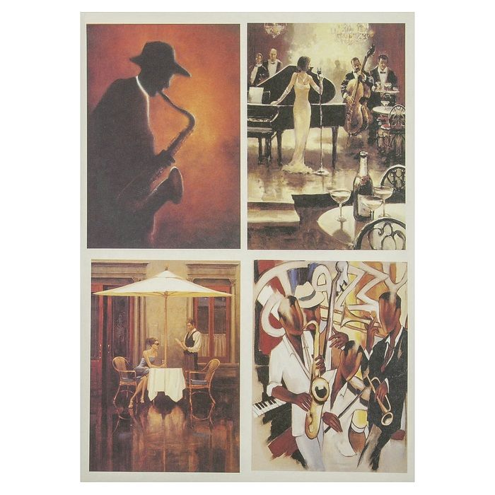 Карта для декупажа А4 "Джаз",  54г/м2, 1шт фото 1 — PalitraMastera