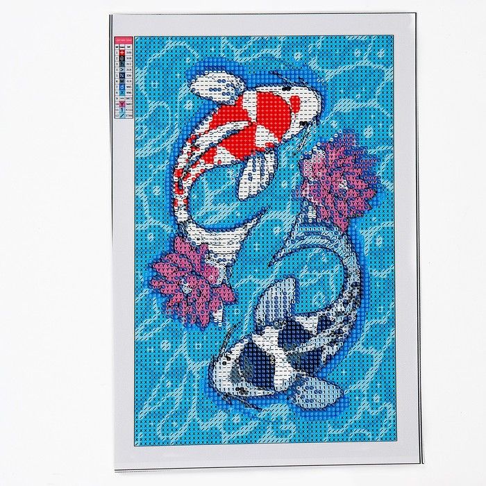 Алмазная вышивка с полным заполнением на холсте «Карпы», 20 х 30 см — PalitraMastera