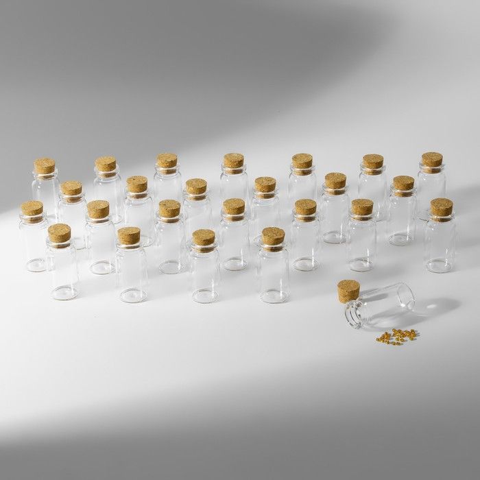 Набор баночек для хранения бисера, d = 2*4 см, 25 шт, в контейнере, 11*11*5 см — PalitraMastera