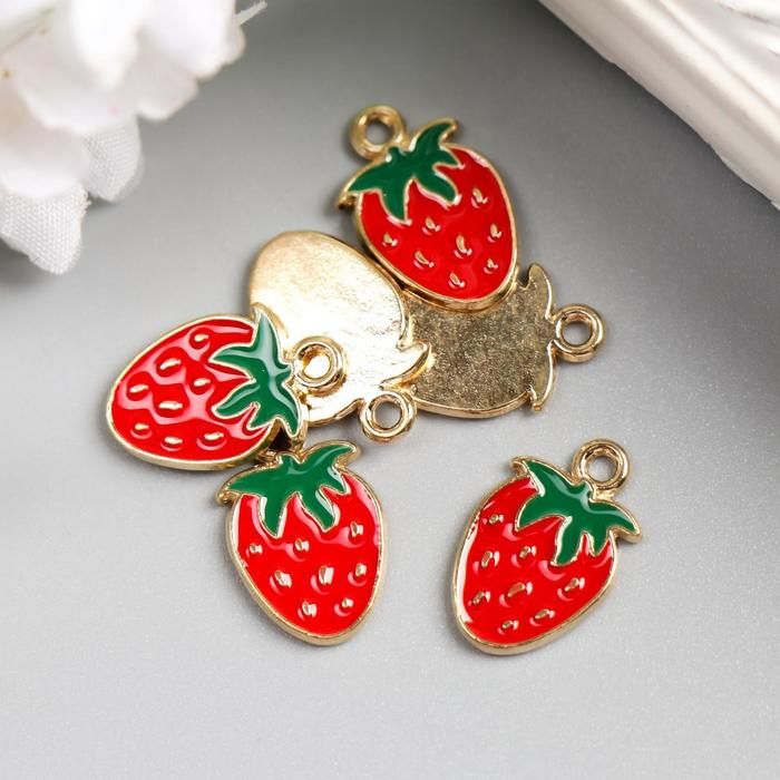 Декор для творчества металл, эмаль &quot;Клубничка&quot; 1,8х1 см  4291511 — PalitraMastera