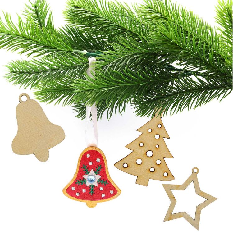 L-848 Дер. заготовка Набор ёлочных игрушек ассорти 3-7см упак/13шт, 3мм толщ.фанеры, Astra&amp;Craft — PalitraMastera