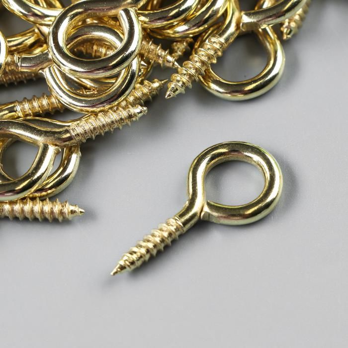 Винт-глазок для крепления картин, фоторам золото 1шт 3х1,5 см 2583751 — PalitraMastera