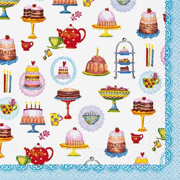 Салфетка для декупажа 33 х 33 см Красочные торты, маленькие — PalitraMastera