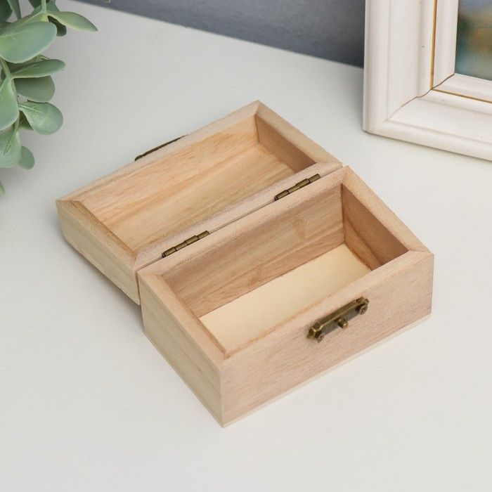 Шкатулка &quot;Простая&quot; небольшое скругление крышки под сундучок с замком (9 см × 5,5 см × 5 см ) — PalitraMastera