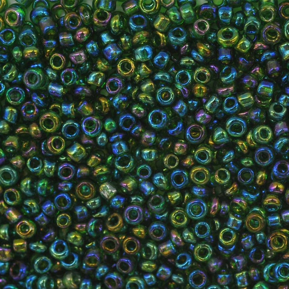 Бисер Astra&Craft 11/0, 20г (167B зеленый/прозр.радужный) фото 1 — PalitraMastera