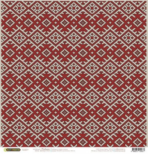 Бумага для скрапбукинга &quot;Славянка&quot; вышивка красные ряды АКЦИЯ!!!--- — PalitraMastera