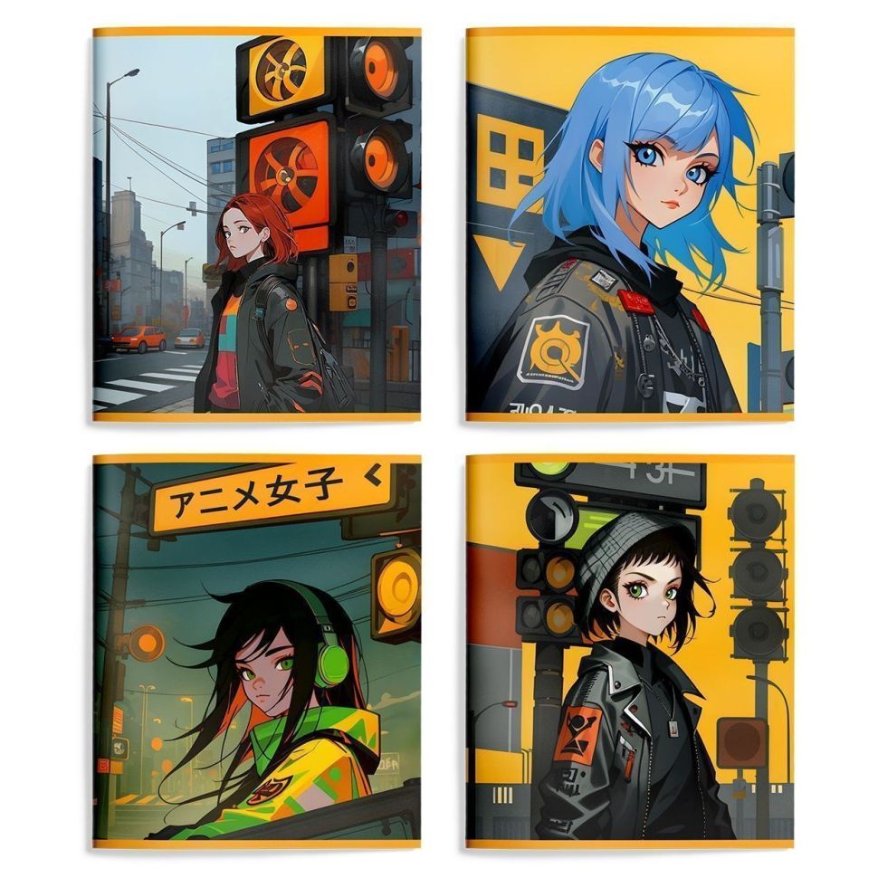 Тетрадь 48 л. А5+ кл. скреп. офс. Schoolformat АНИМЕ В ГОРОДЕ мел. карт., твин-лак фото 1 — PalitraMastera