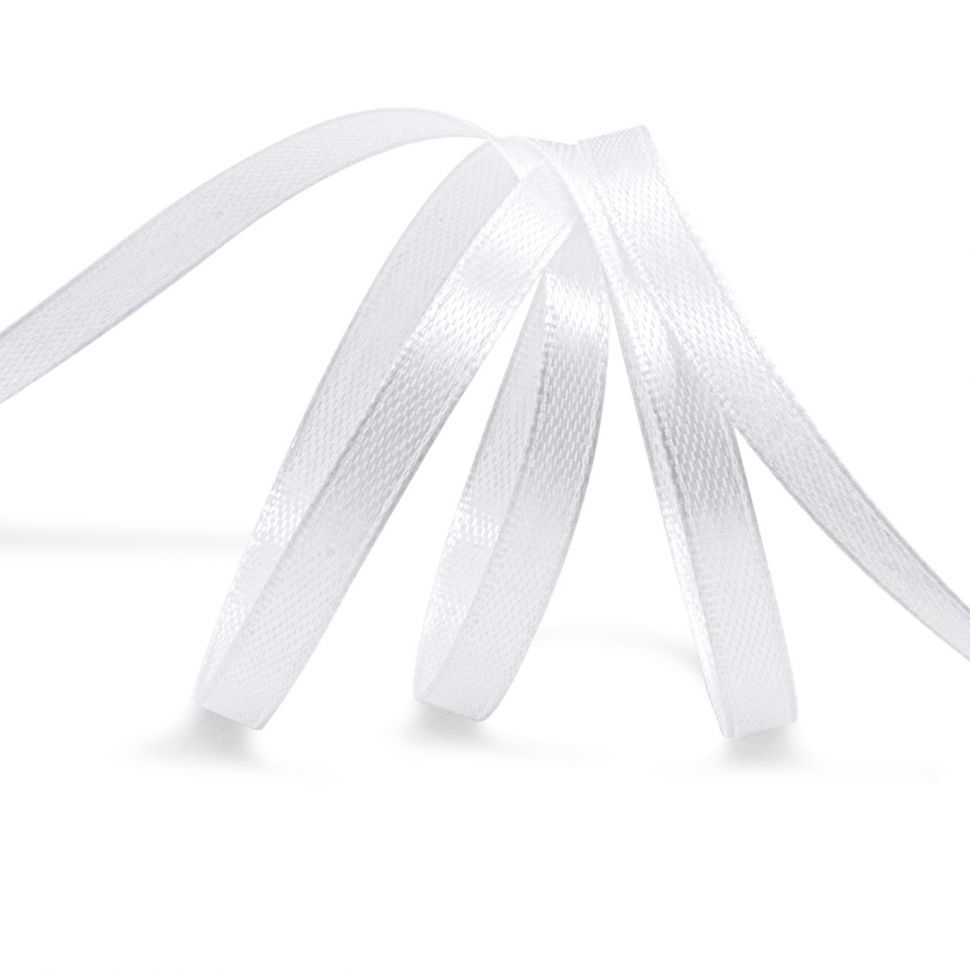 Лента атласная 0,6см*22,86м (001 белоснежный) фото 1 — PalitraMastera