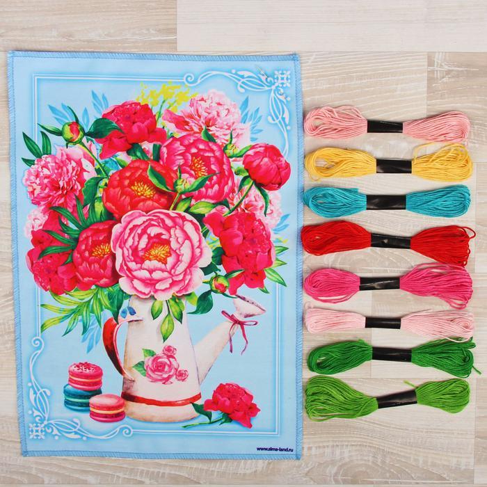 Вышивка гладью &quot;Пионы&quot;, 25 х 35 см — PalitraMastera