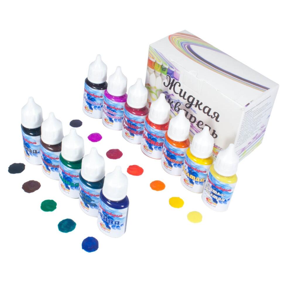 Жидкая акварель, набор 12 цветов, 20 мл СП фото 1 — PalitraMastera