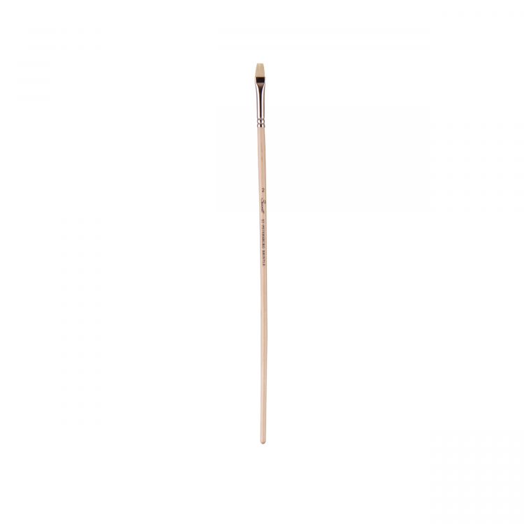 Кисть щетина &quot;Сонет&quot; плоская длинная ручка покрытая лаком № 02, ширина 6 мм DK10018/02 — PalitraMastera
