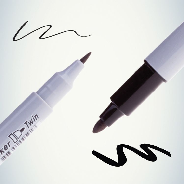 Маркер перманентный CROWN двусторонний &quot;Multi Marker Twin&quot;, ЧЕРНЫЙ, круглый, 2мм/1мм, P-800W — PalitraMastera