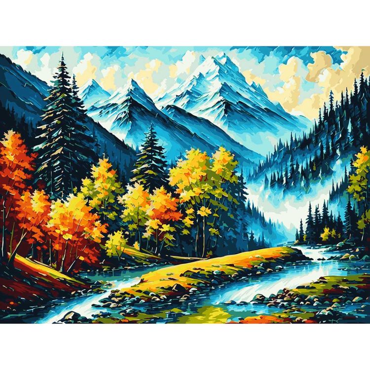 ST034 - Набор для рисования по номерам 'Осень в горах', 30*40см, Cristyle — PalitraMastera