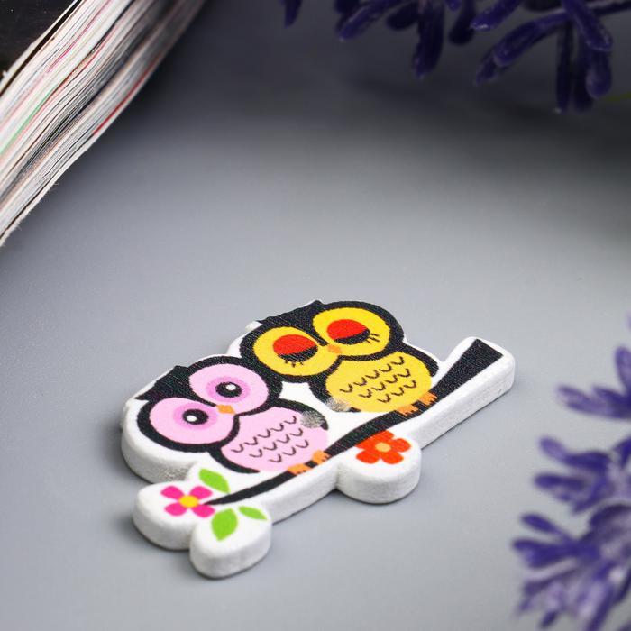 Набор пуговиц декоративных дерево &quot;Совята на ветке&quot; (набор 8 шт) 2х3,5 см 1902114 — PalitraMastera