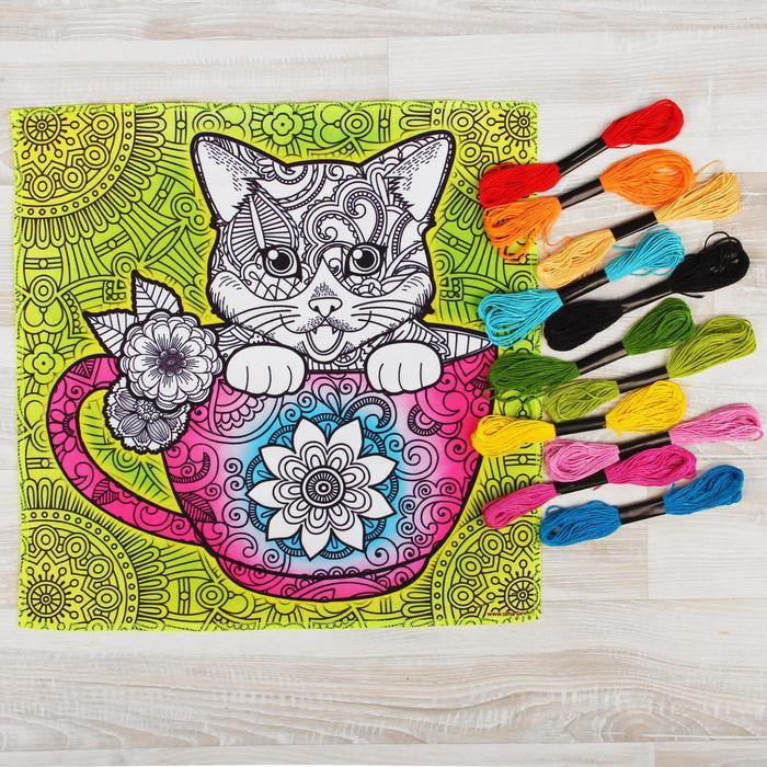 Вышивка гладью &quot;Котик&quot;, 35 х 35 см — PalitraMastera