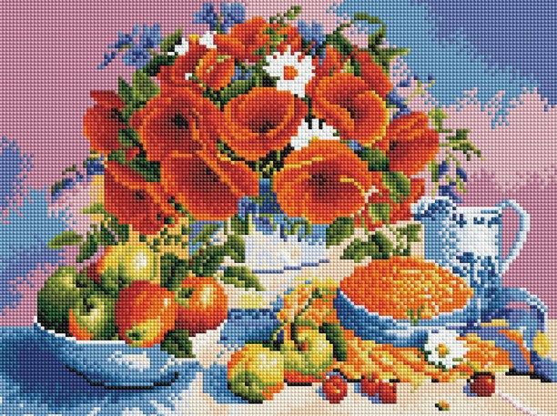 Алмазная мозаика EF 283 Натюрморт с маками 30*40 фото 1 &mdash; PalitraMastera