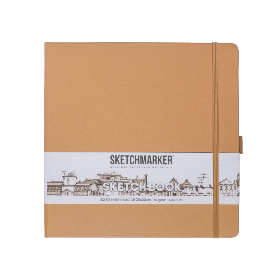 Блокнот для зарисовок Sketchmarker 140г/кв.м 20*20cм 80л твердая обложка Капучино фото 1 &mdash; PalitraMastera