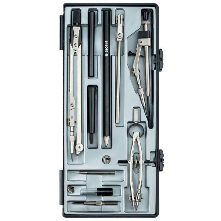 Готовальня Globus &quot;Technica&quot;, 12 предметов, циркуль 155мм, пластиковый футляр — PalitraMastera