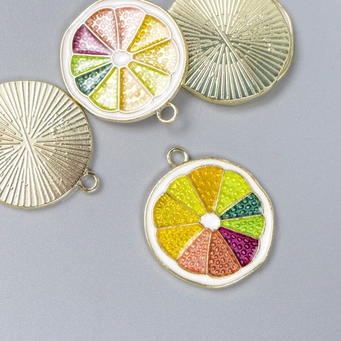 Декор для творчества металл, эмаль &quot;Грейпфрут&quot; 2х2,2 см 7356058 — PalitraMastera