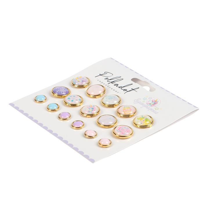 Набор брадсов д/скрапбукинга (16 шт) &quot;Единорожки&quot; d=1,2 см и 0,7 см  3419211 — PalitraMastera