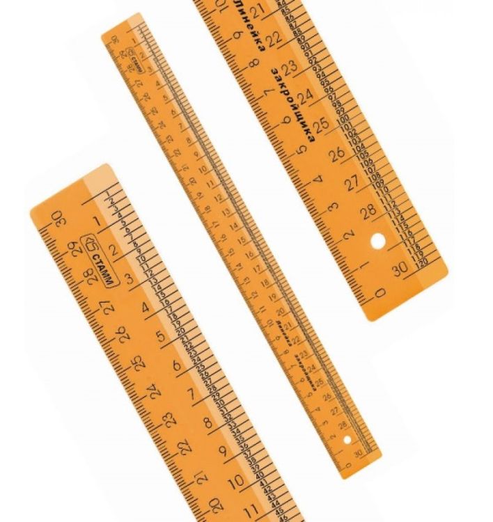 Линейка закройщика Стамм NEON 30 см пластик непрозрач. оранж. неон — PalitraMastera