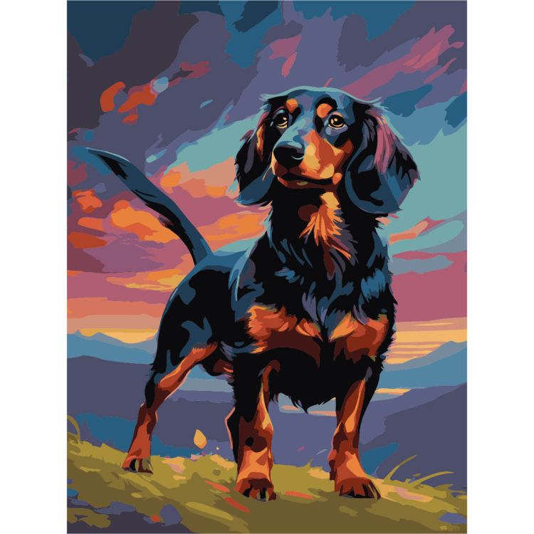 ST016 - Набор для рисования по номерам 'Такса на лугу', 30*40см, Cristyle — PalitraMastera