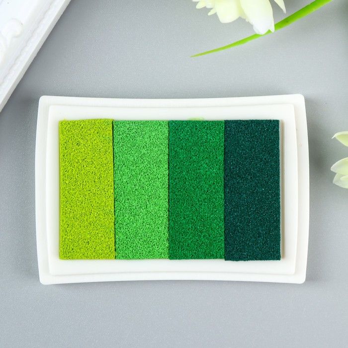 Штемпельная подушка 4 цвета &quot;Зелёная палитра&quot; 7,8х5,5х1,8 см 2641500 — PalitraMastera