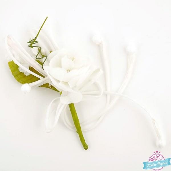 Украшение Букетик тканевый БЕЛЫЙ SCB 1802434 — PalitraMastera