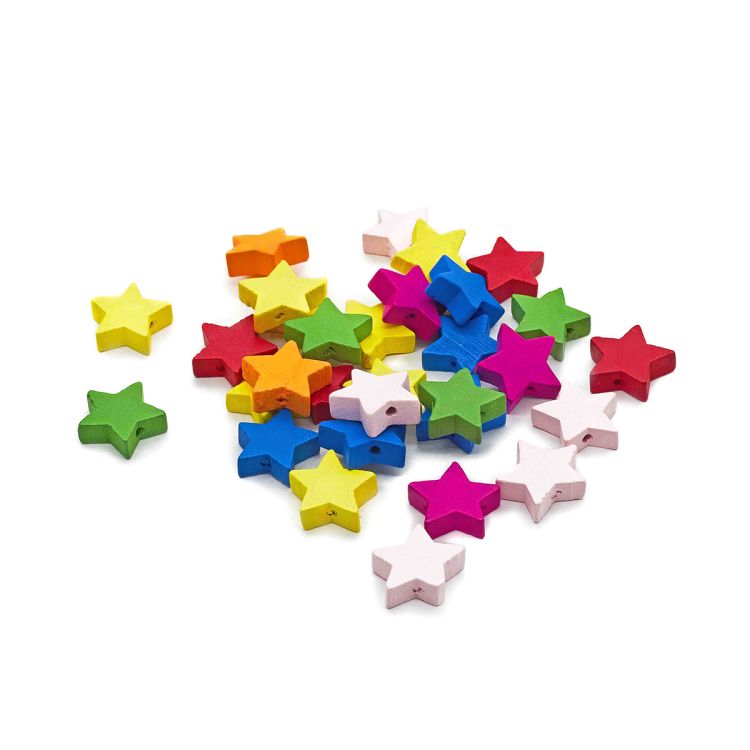 4AR2001 Бусины деревянные, цветные звездочки, 20 мм, 20гр, Astra&amp;Craft (цветной микс) — PalitraMastera
